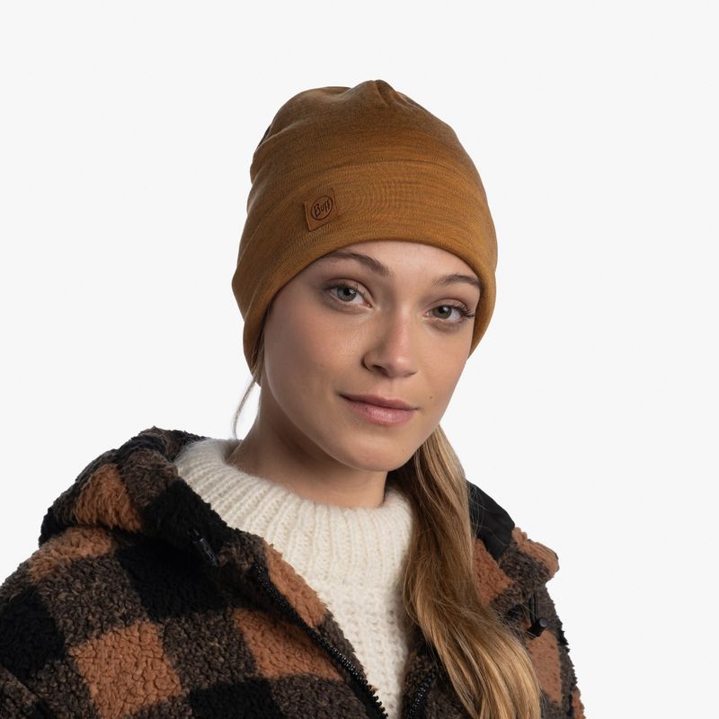 Теплая шерстяная шапка-бини Buff Hat Wool Heavyweight Solid Mustard Фото 6