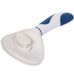 Расческа - пуходёрка для животных «ЛАПУСИКИ», коллекция БРО, прорезиненная ручка, цвет белый/голубой, 11.5*21.5см (блистер)