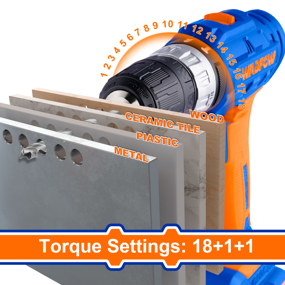 Набор инструмента с шуруповертом WADFOW WDT1B90 91 шт.