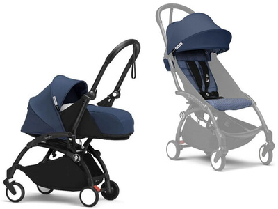 Коляска Stokke YOYO3 Newborn Pack рама чёрная Black 2 в 1 Air France Blue