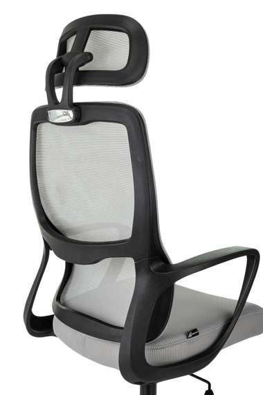 Кресло руководителя Бюрократ Wise серый сетка/ткань с подголов. крестов. пластик