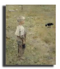 Репродукция " Аксели Галлен Каллела - Мальчик и ворона "