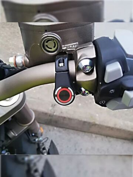 Кнопка включения фары с подсветкой для руля мотоцикла, электросамоката (металлическая, 3-жильный кабель)