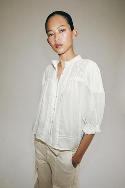 ZARA РОМАНТИЧЕСКАЯ РУБАШКА ИЗ ХЛОПКА — ZW COLLECTION, ЭКРЮ
