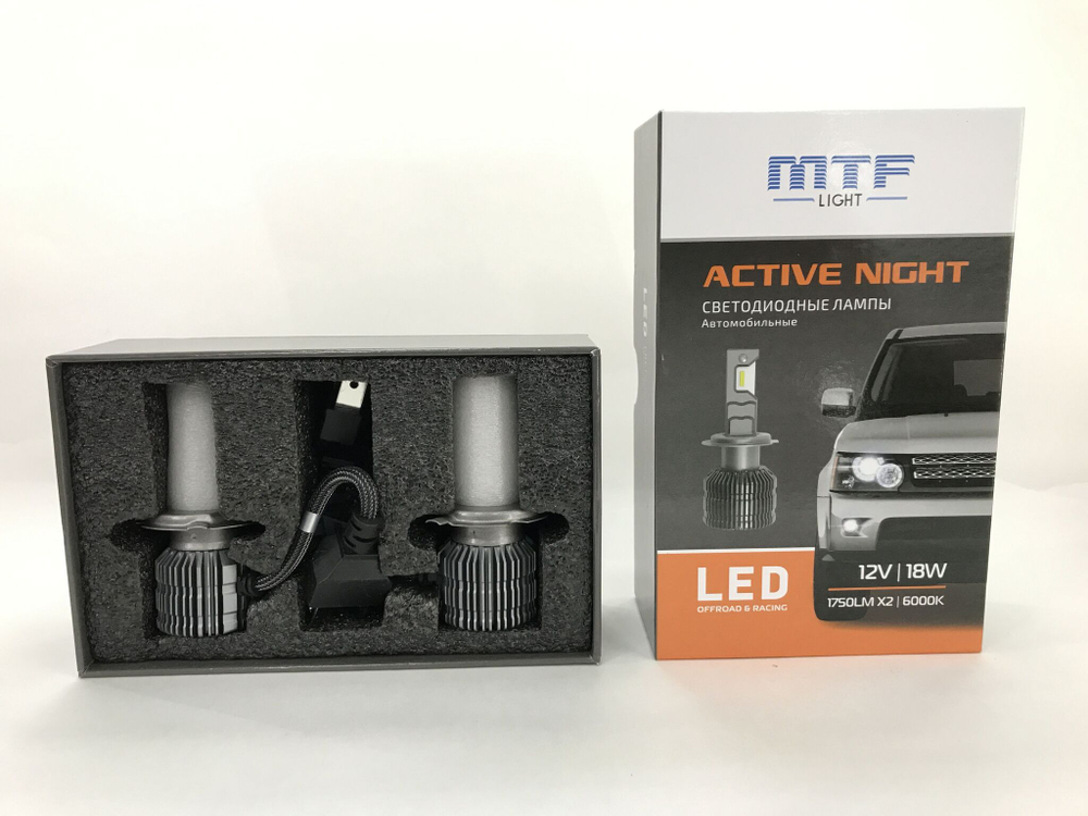 Светодиодные лампы MTF Light H4/H19 Active Night 1750lm, 6000K (к-т 2шт.)