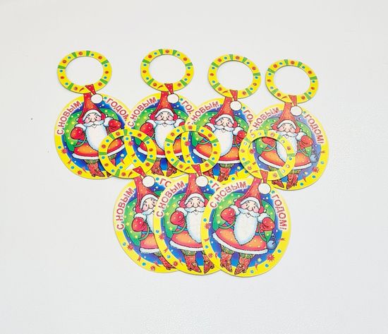 Набор новогодних подвесок на шампанское, Дед Мороз 7 шт