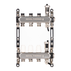 Коллектор Royal Thermo нерж. в сборе универсальный 1" ВР-3/4" НР с автомат. воздухоотвод-ми 3 вых.