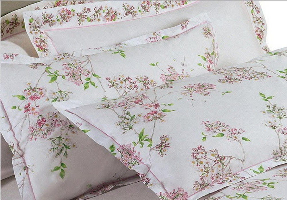 Постельное белье 2 спальное евро Mirabello Fiori Ciliegio голубое