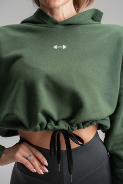 Укороченная толстовка Nebbia 421 GLoose Fit Crop Hoodie Iconic Dark green