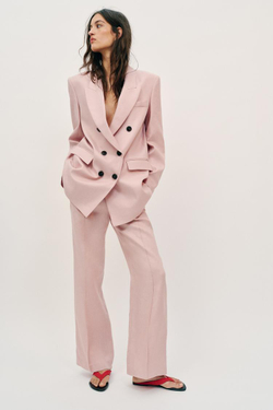 ZARA ПРЯМЫЕ БРЮКИ ИЗ 100% ЛЬНА, ТЕЛЕСНО-РОЗОВЫЙ