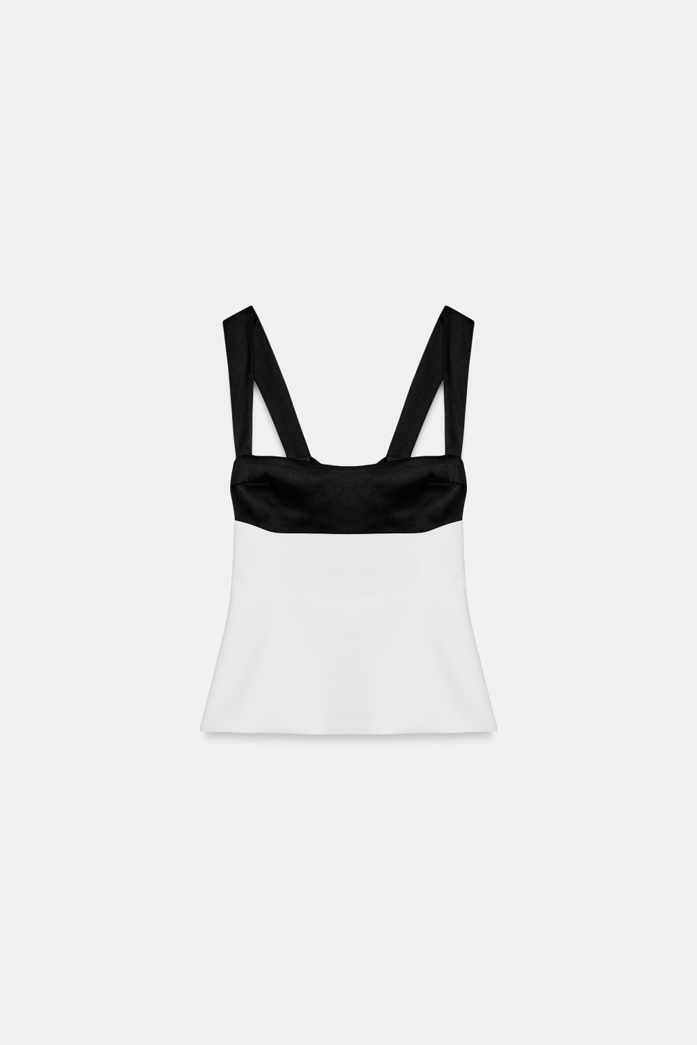 ZARA КОМБИНИРОВАННЫЙ ТОП С ЗАВЯЗКАМИ СЗАДИ, БЕЛЫЙ