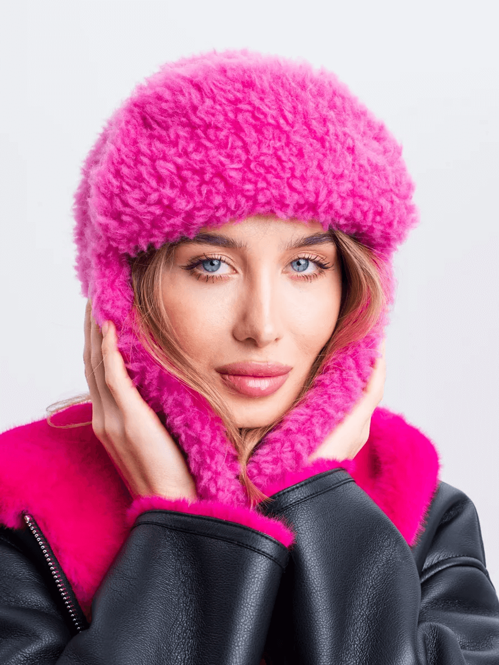 Ушанка теплая, фуксия, SilverFox