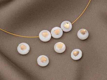 Бусина-таблетка из перламутра Сердце, двусторонняя, 6мм