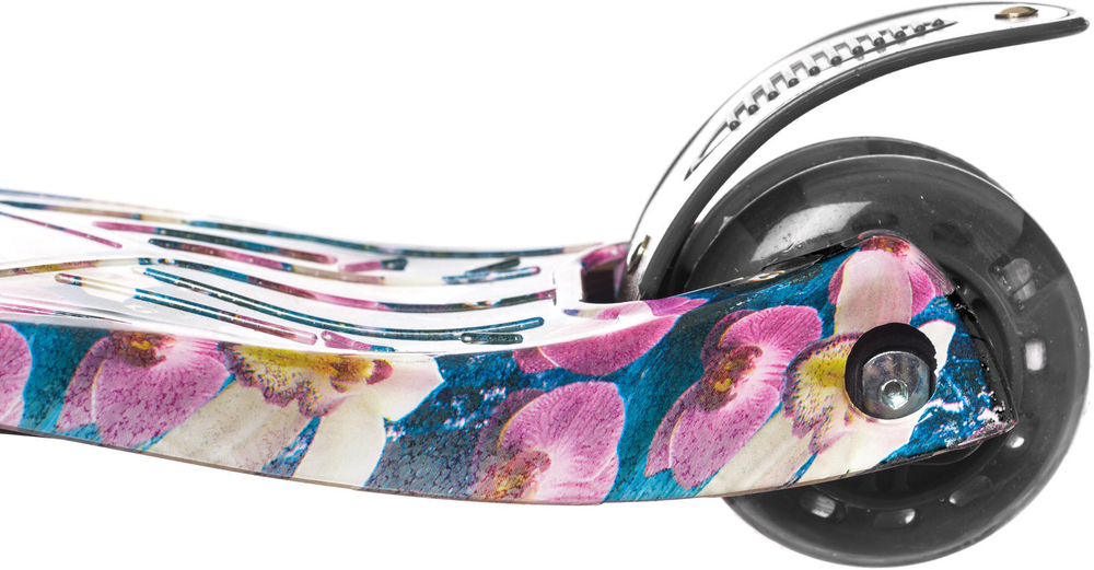 Самокат детский трехколесный Игрокат складной Dino Print Flowers black