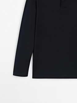 Massimo Dutti Поло комфортного кроя с длинными рукавами, темно-синий