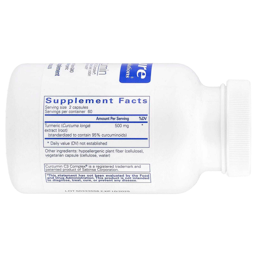 Pure Encapsulations, Куркумин, 120 капсул (250 мг на капсулу)