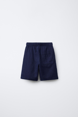 ZARA ШОРТЫ С ТЕКСТУРНЫМ УЗОРОМ, ИНДИГО