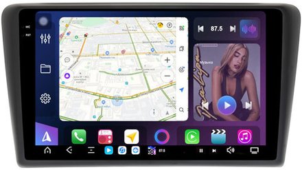 Магнитола для Skoda Rapid 1 2012-2020 (рамка тип 1) - FarCar GX9-9580F1 монитор 9.5" 2K QLED на Android 14, TS20, 6+128Гб, CarPlay, 4G SIM-слот