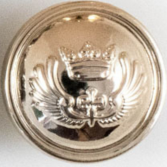 пуговица золото 24L/15мм пластик, под метал, глянцевая, рис герб, на ножке, PS36