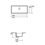 Раковина Kerasan Slim 22501 встраиваемая 75 см