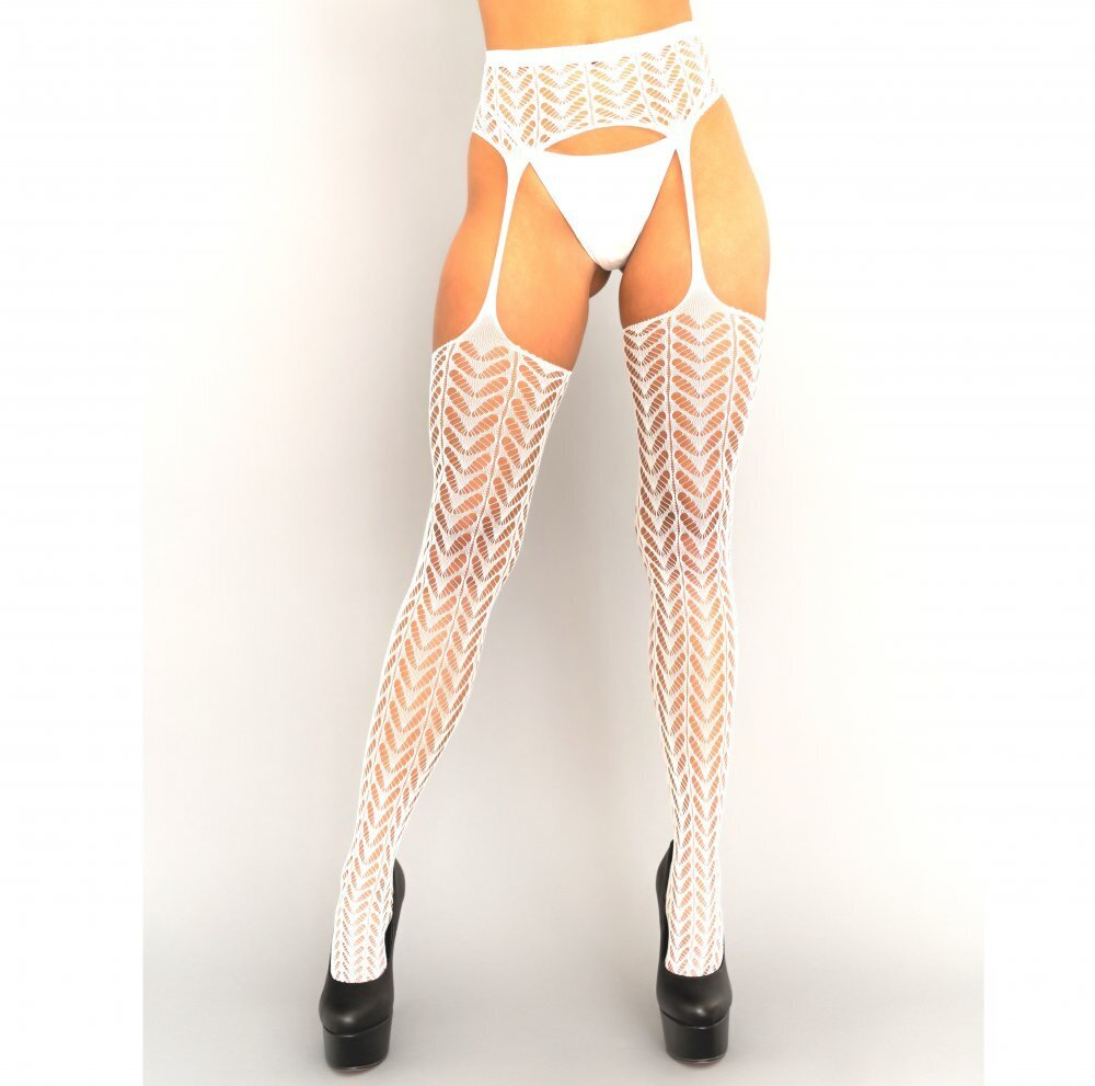 Чулки с поясом Amor El белые S/L