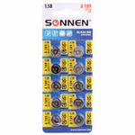 батарейка алкалиновая "таблетка" 1 шт. SONNEN Alkaline 189A (G10 LR54) блистер отрывной блок (100 штук в упаковке)