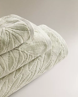 ZARA HOME ЖАККАРДОВОЕ БАННОЕ ПОЛОТЕНЦЕ, ЗЕЛЕНЫЙ