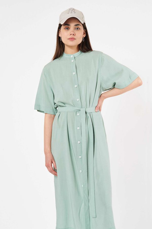 Платье Рубашка FOS Вискоза Зеленое - фото 5