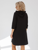 Туника коричневая с капюшоном и принтом женская с длинным рукавом большие размеры для пляжа хлопковая спортивная удлиненная нарядная летняя домашняя