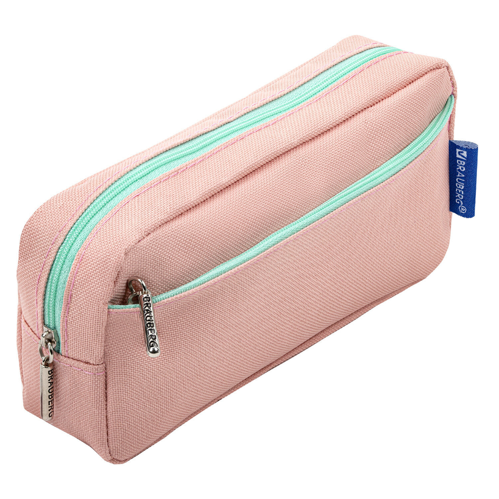 Пенал мягкий BRAUBERG 2 отделения ассорти 5 цветов "Pastel" 21х9 5х5 см дисплей (20 штук в упаковке)
