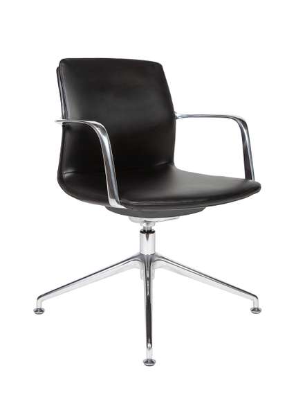 Кресло офисное Норден / Лилль CF / черная экокожа/ алюминий крестовина