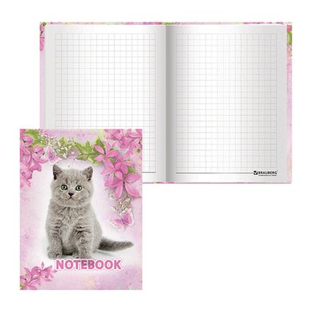 Записная книжка А6, 80л, обл. твёрдая, выб.лак, Brauberg Котята