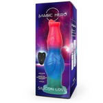 Цветной фантазийный вибратор с возвратно-поступательными движениями и ротацией - 26 см.