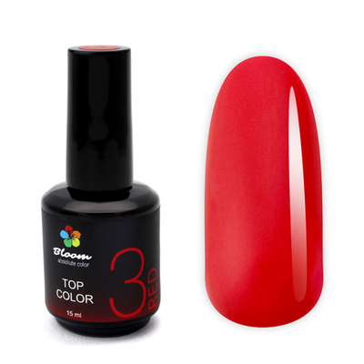 Bloom Red Top Color №3 - Топ для гель-лака Красный, 15 мл