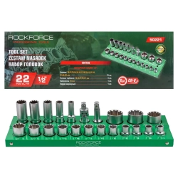 Головки, набор 22пр., 1/2'' (универс.профиль) RockForce RF-50221(Q)(6)
