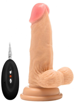 Телесный вибратор-реалистик Vibrating Realistic Cock 6" With Scrotum - 15 см.