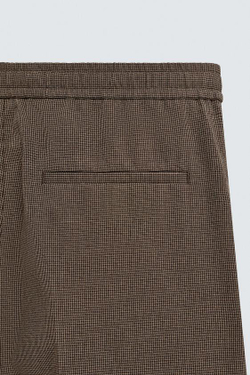 ZARA КОСТЮМНЫЕ БРЮКИ RELAXED FIT С УЗОРОМ «ГУСИНАЯ ЛАПКА», КОРИЧНЕВЫЙ