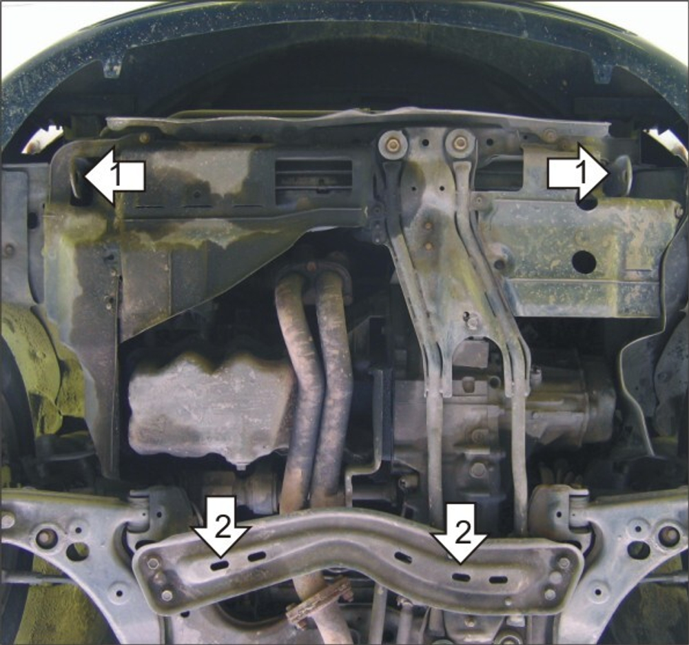 Усиленная защита Motodor картера двигателя, кпп. 2 мм, сталь. для Ford Escort 1995-2002 арт.00732