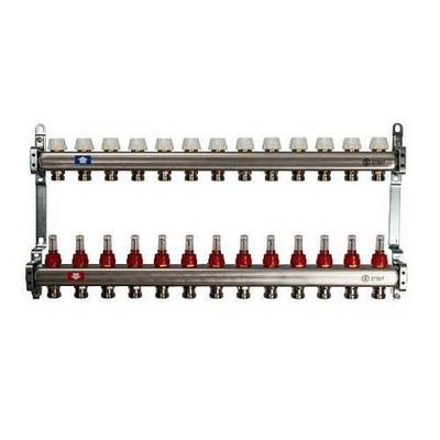 Коллекторная группа для теплого пола STOUT SMS0917 - 1" на 13 контуров 3/4"EK (нерж.сталь)