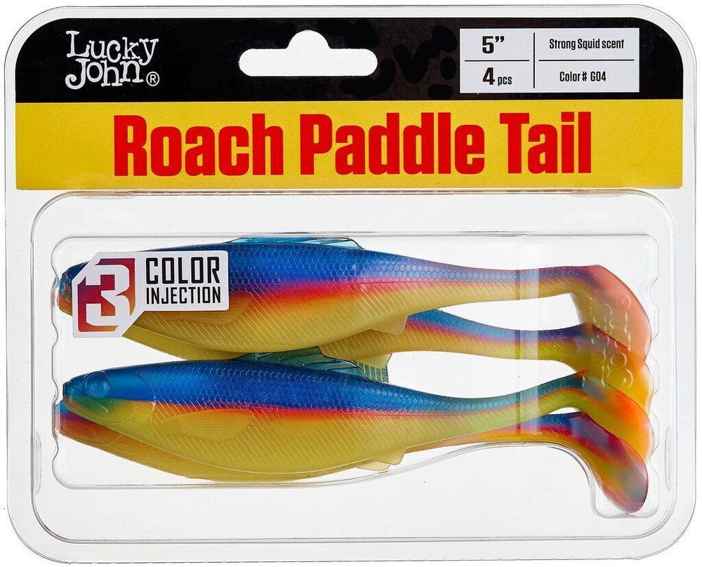 Виброхвост Lucky John Roach Paddle Tail 5in (12,7 см), цвет G04, 4 шт.