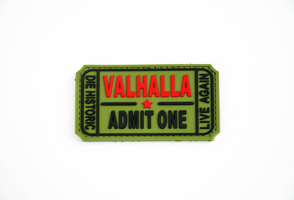Шеврон Valhalla Admit One PVC. Олива