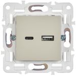 SKANDY Розетка USB A+C 18Вт SK-R13B бежевый IEK