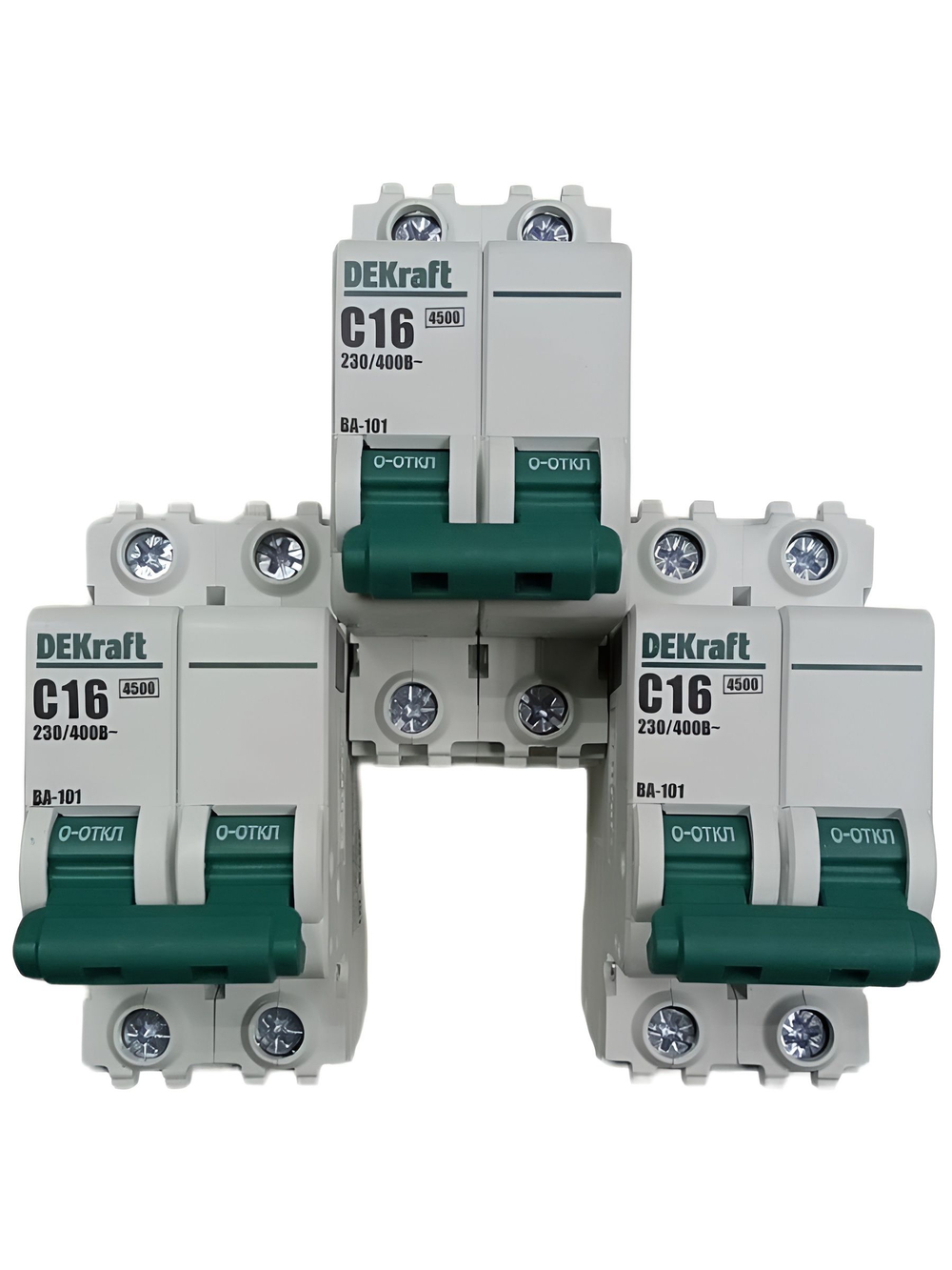 автоматический выключатель 2п 16А тип С 4,5кА серия ВА-101 DEKraft (3шт)