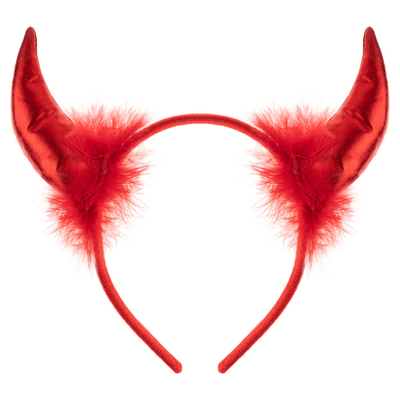 Ободок «Рожки Чертенка», в красном цвете, металлик