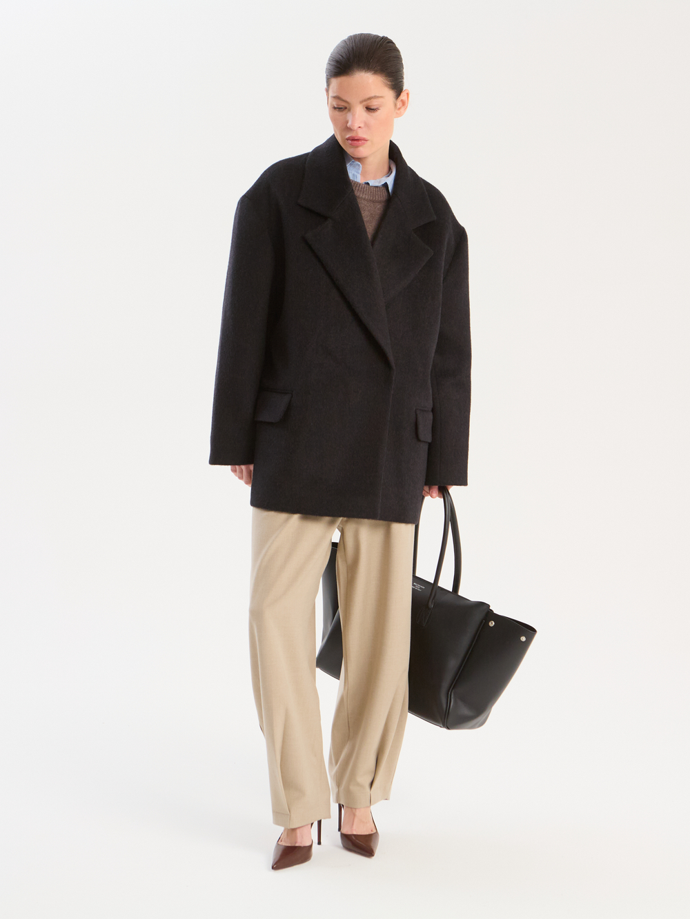 Полупальто ворсовое с поясом