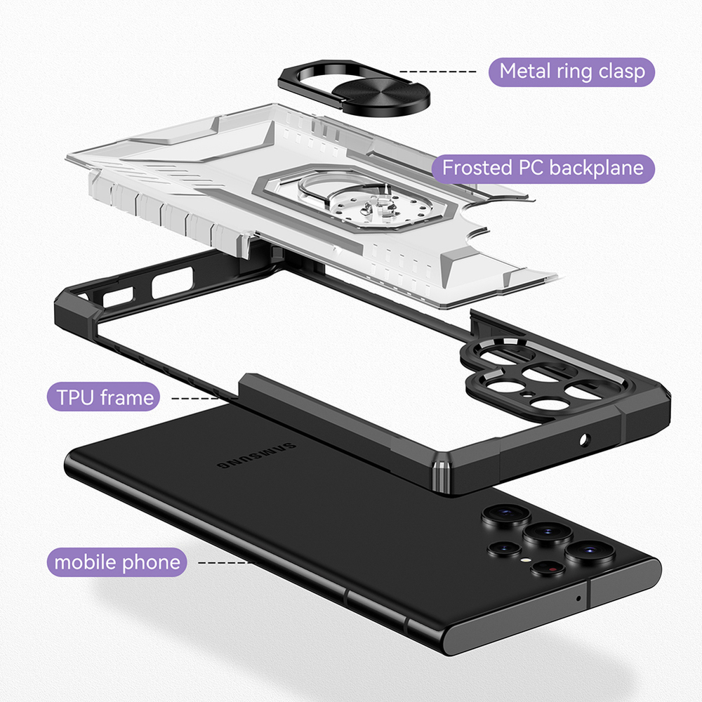 Чехол противоударный с магнитом и кольцом на палец для Samsung Galaxy S22 Ultra от Caseport, серия Ring Holder