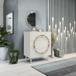 Комод Арт Колор matte Классик Голд с 3 ящиками Белый опал матовый