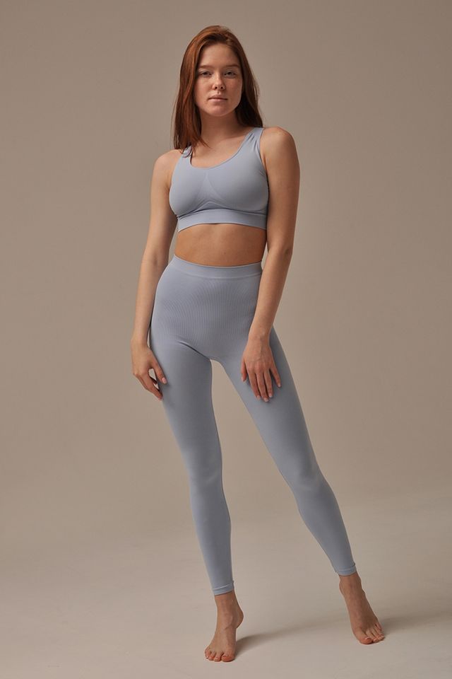 Женские базовые леггинсы со средней посадкой голубые