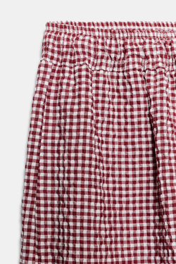 ZARA БРЮКИ-БАГГИ В КЛЕТКУ ВИШИ, БЕЛЫЙ/КРАСНЫЙ