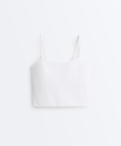 Oysho Топ Comfortlux с вышивкой, белый